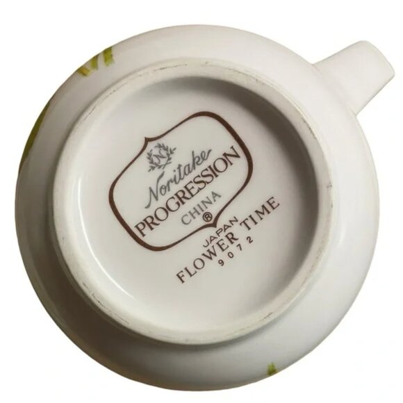 Vtg NORITAKE Japan "Flower Time" Pattern Cup and Saucer Yellow Floral China EUC - Picture 6 of 12